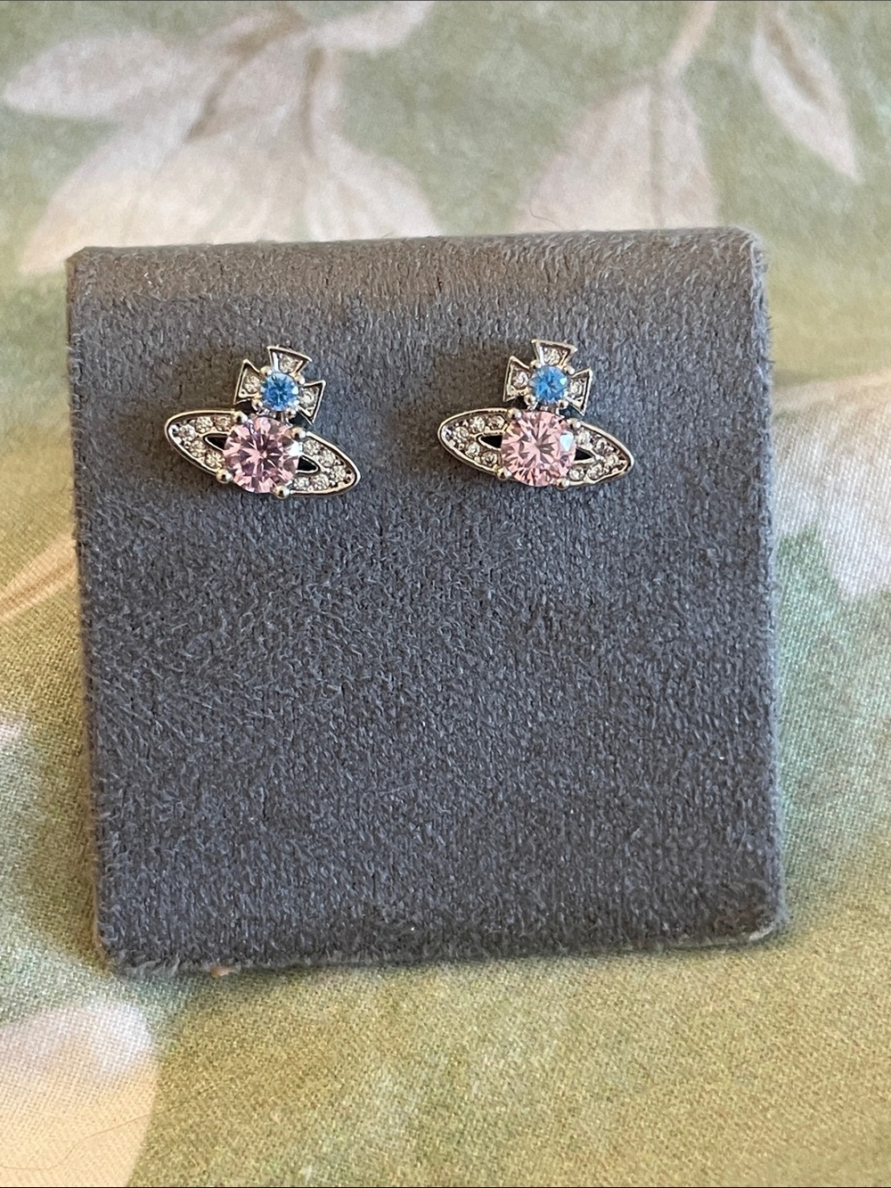 Vivienne Westwood MINI Pink and Blue Orb Crystal Stud Earrings